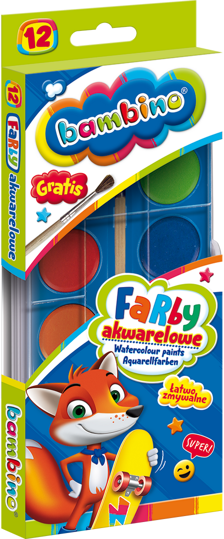 Farby akwarelowe Bambino 12 kolorów St.Majewski